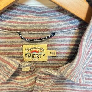 Faherty Blue and White Striped Polo Shirt